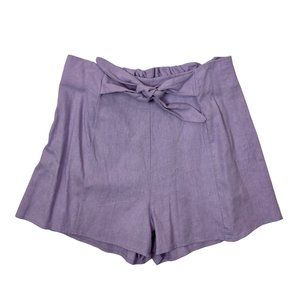 Painted Threads Tie High Waisted Shorts Women's Lavender Linen S